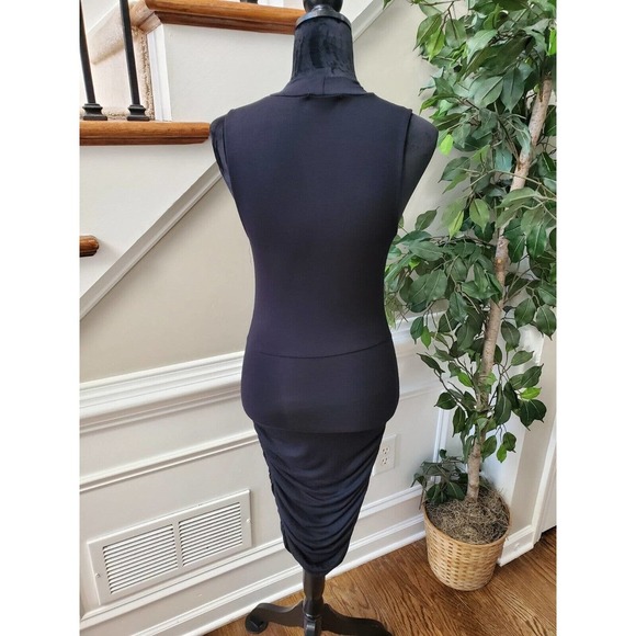 Fashion Nova Women's Black Rayon Mock Neck Sleeveless Pencil Knee Length Dress S - Picture 6 of 10